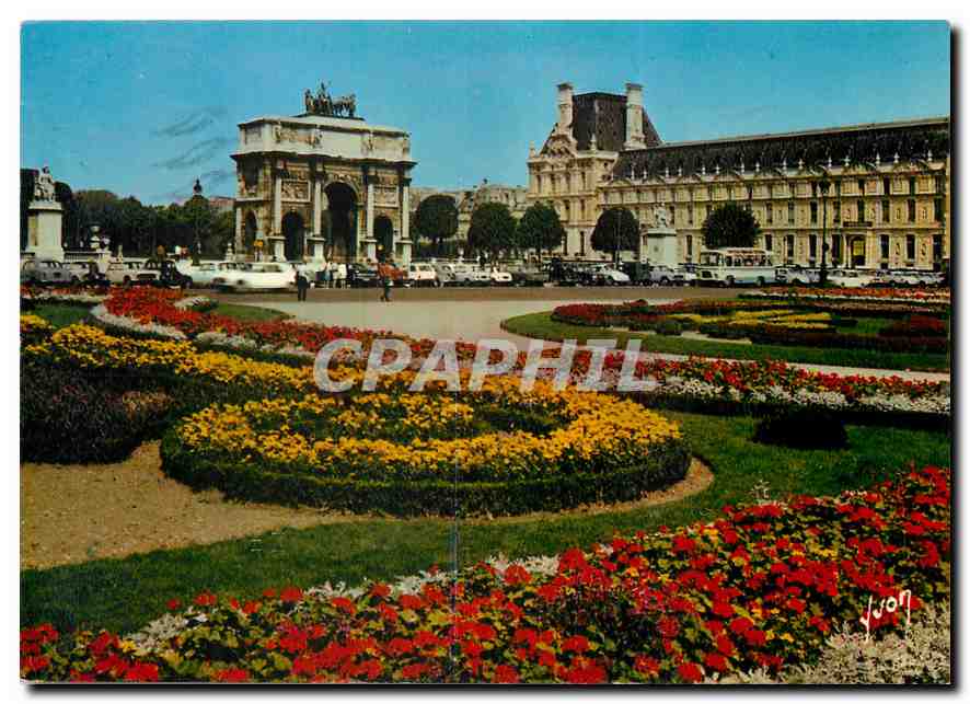 CPM Paris Jardinn des Tuillerie et l'Arc de Triomphe du Carrousel