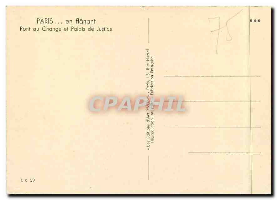 CPM Paris en flanant Pont au change et palais de Justice — Rückseite