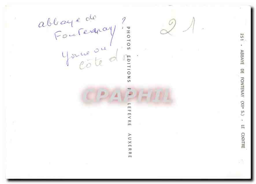 CPM Abbaye de Fontenay (XIIe s) le cloitre — Back