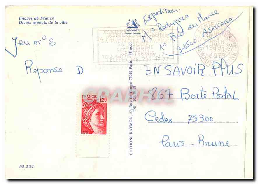 CPM Images de France Divers aspects de la ville Asnieres — Back