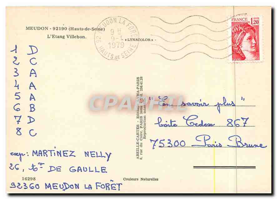 CPM Meudon (Hauts Vienne) L'Etang Vilebon — Rückseite