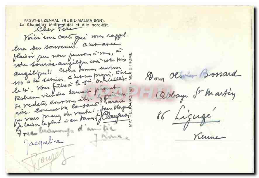 CPM Passy Buzenval (Rueil Malmaison) La chapelle Maitre Autel — Rückseite