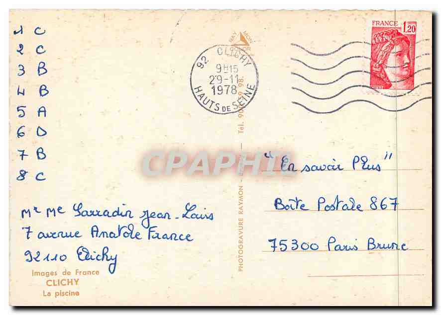 CPM  Clichy La piscine — Rückseite