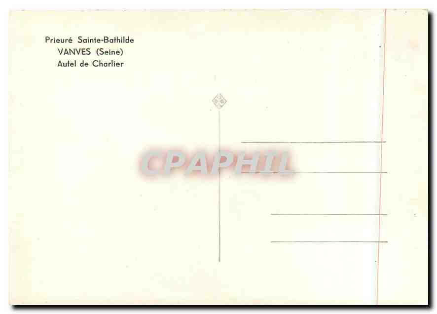 CPM Prieure Sainte Bathilde Vanves (Seine) Autel de Charlier — Rückseite