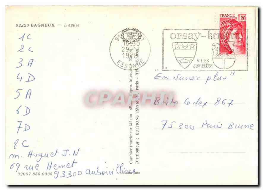 CPM Images de France Colombes Hopital L Mourier — Rückseite