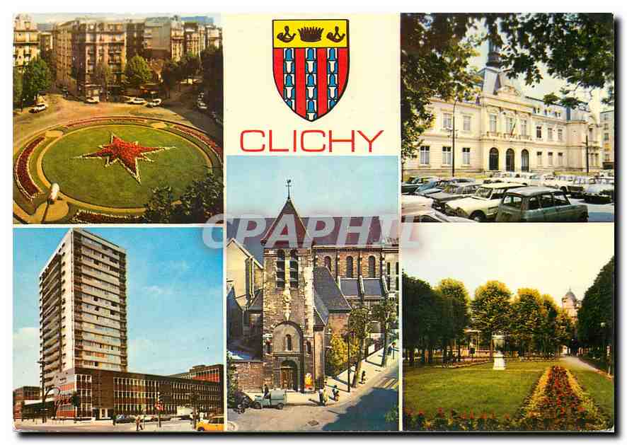 CPM Clichy (Hauts de Seine) La place de la Republique la Mairie L'Eglise