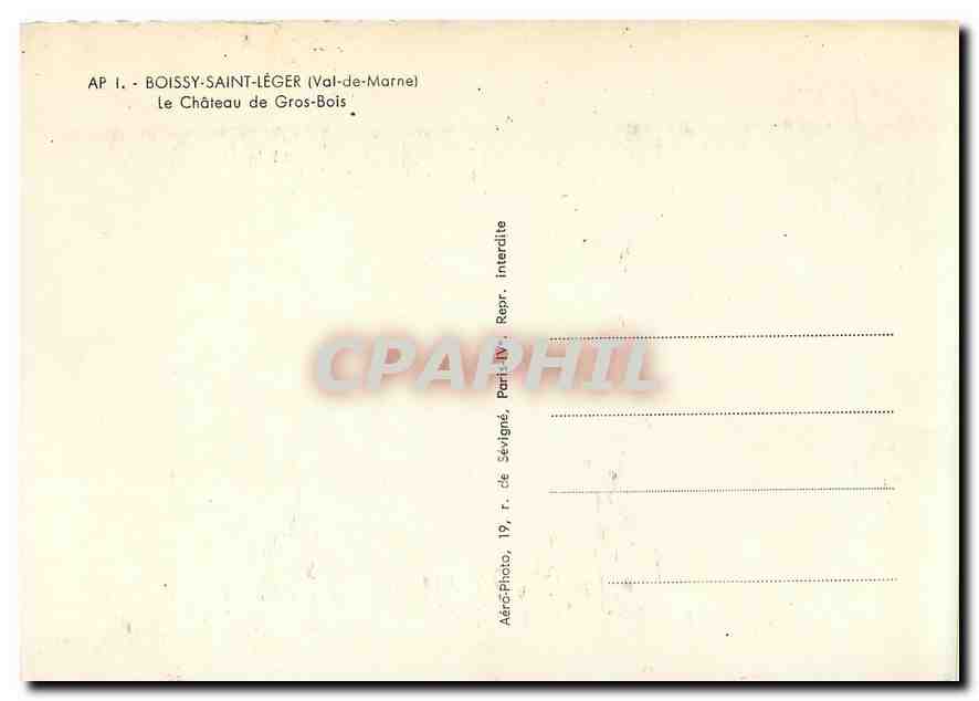 CPM Boissy Saint Leger (Val de Marne) Le chateau de Gros Bois — Back