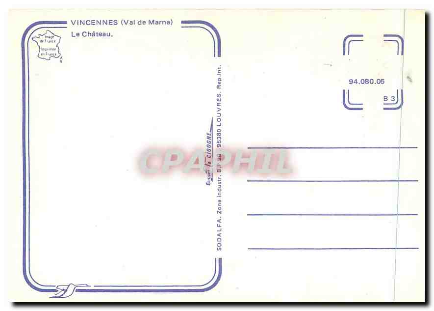 CPM Vincennes (Val de Marne) Le chateau — Rückseite