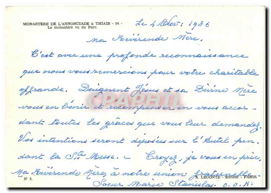 CPM Monastere de l'Annociade Thiais le monastere vu du parc — Rückseite