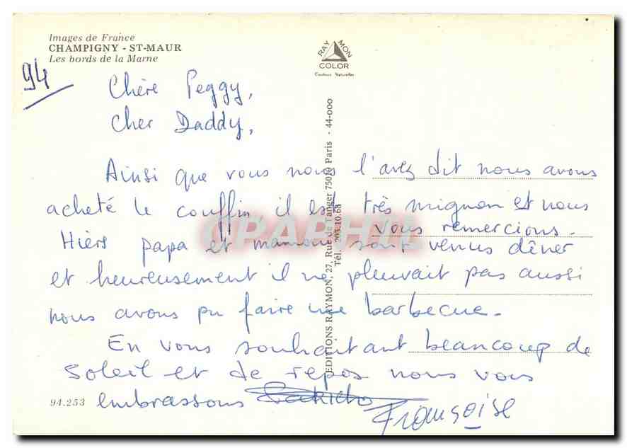 CPM Images de France Champigny Les bords de la Marne — Rückseite