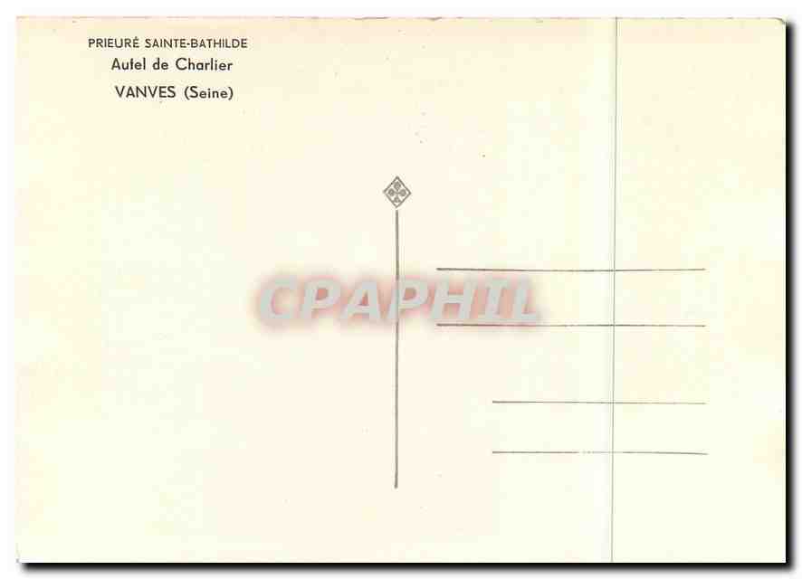 CPM Prieure Sainte Bathilde Autel de Chaelier Vanves (Seine) — Rückseite