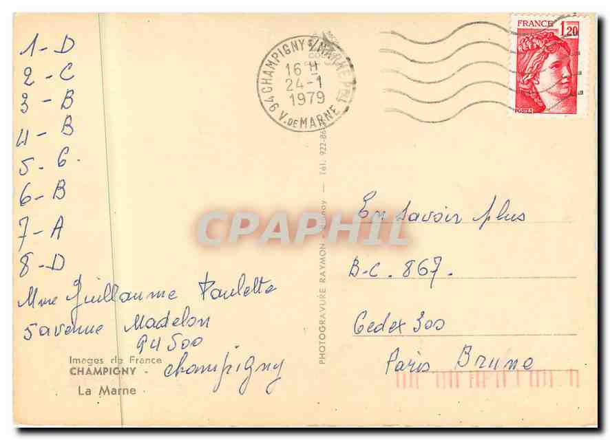 CPM Images de France Champigny La Marne  — Rückseite