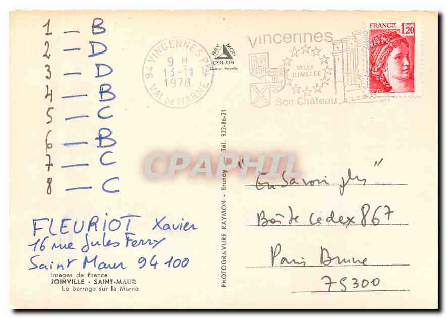 CPM Images de France Joinville Saint Maur Le barrage sur la Marne — Back
