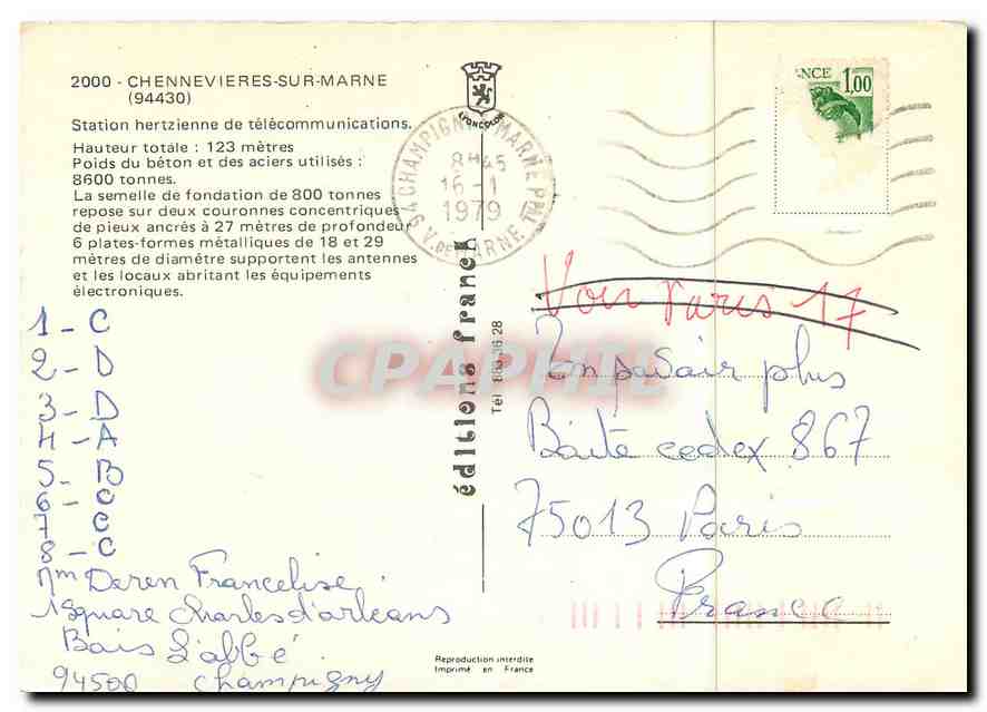 CPM Chennevieres sur Marne Station hertzienne de telecommunications — Back