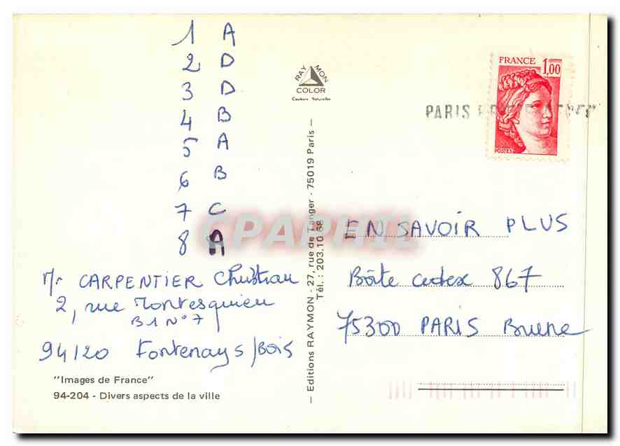 CPM Fontenay Images de France dives aspects de la ville — Rückseite