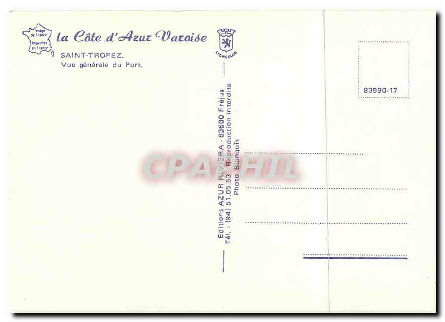 CPM Saint Tropez (Var) La Cote d'Azur Varoise Vue generale du Port — Rückseite