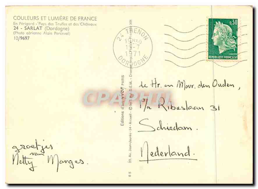 CPM Sarlat (Dordogne Couleurs et Lumiere de France En perigard Pays des Truiffes et des Chateau — Back