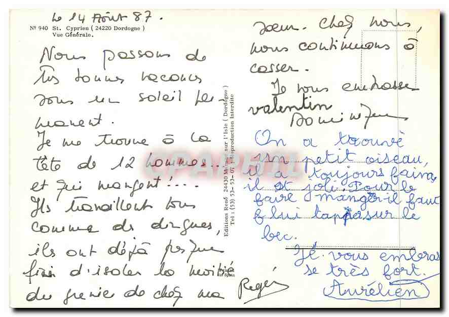 CPM St Cyprien (Dordogne) vue generale — Rückseite