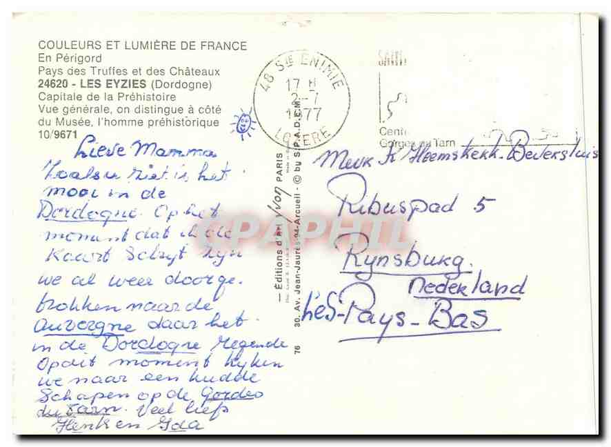 CPM Les Eyziers (Dordogne) Capital de la Prehistoire — Back