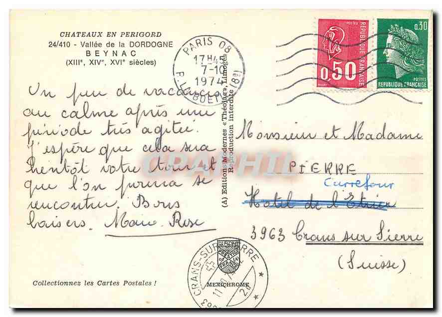 CPM Chateau en Perigord Vallee de la Dordogne Beynac (XIII XIVe s) — Verso
