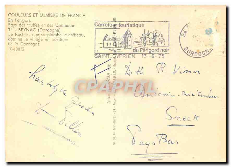 CPM En Perigord Pays des truiffes et des chateaux Beynac (Dordogne) Le Rocher — Back