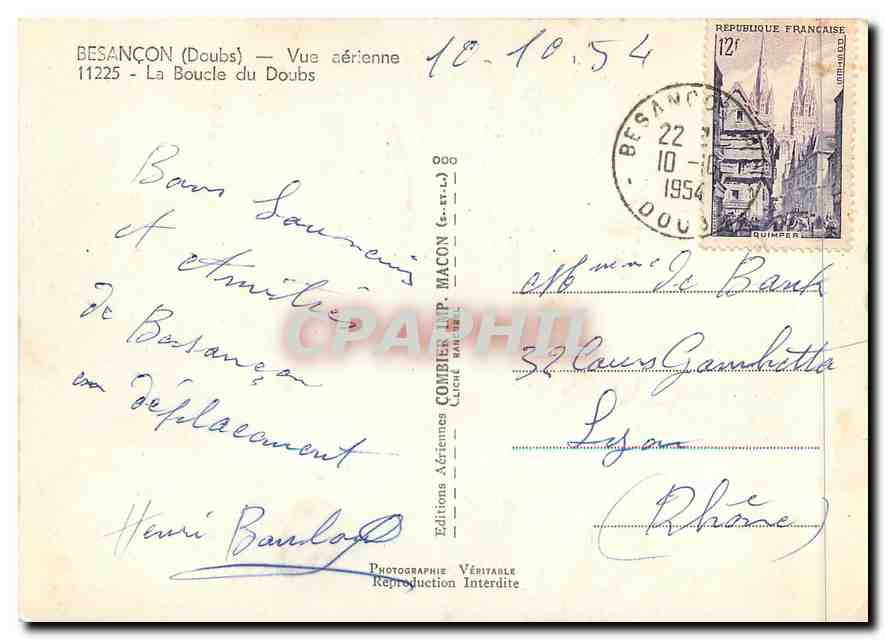 Besançon (Doubs) — Luftbild — Éditions Aériennes Compères — Rückseite