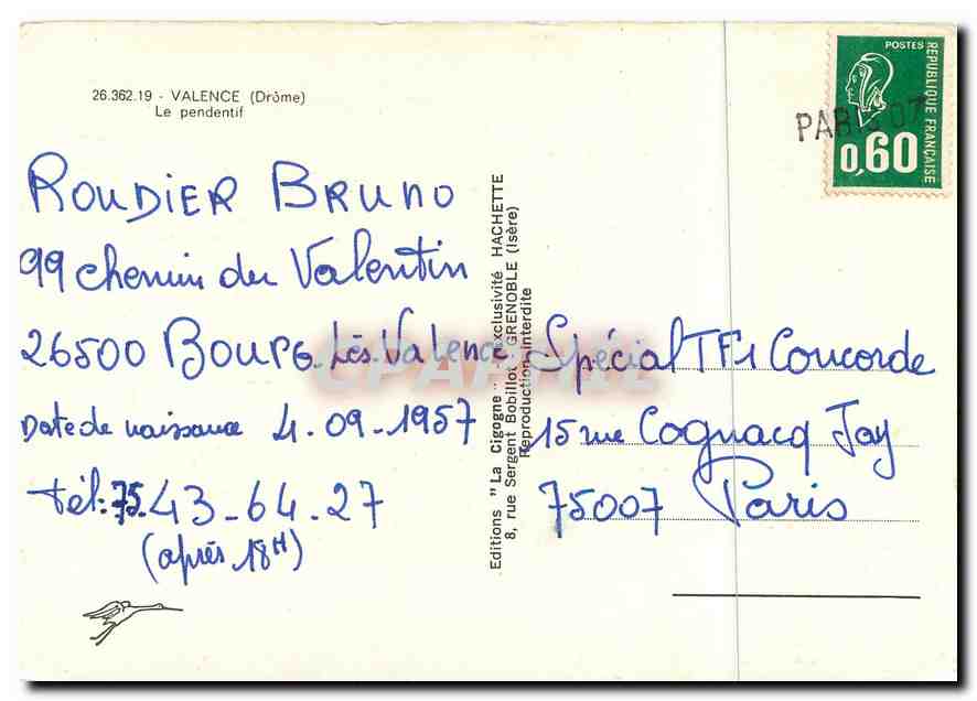 CPM Valence (Drome) Le Pendetif — Rückseite