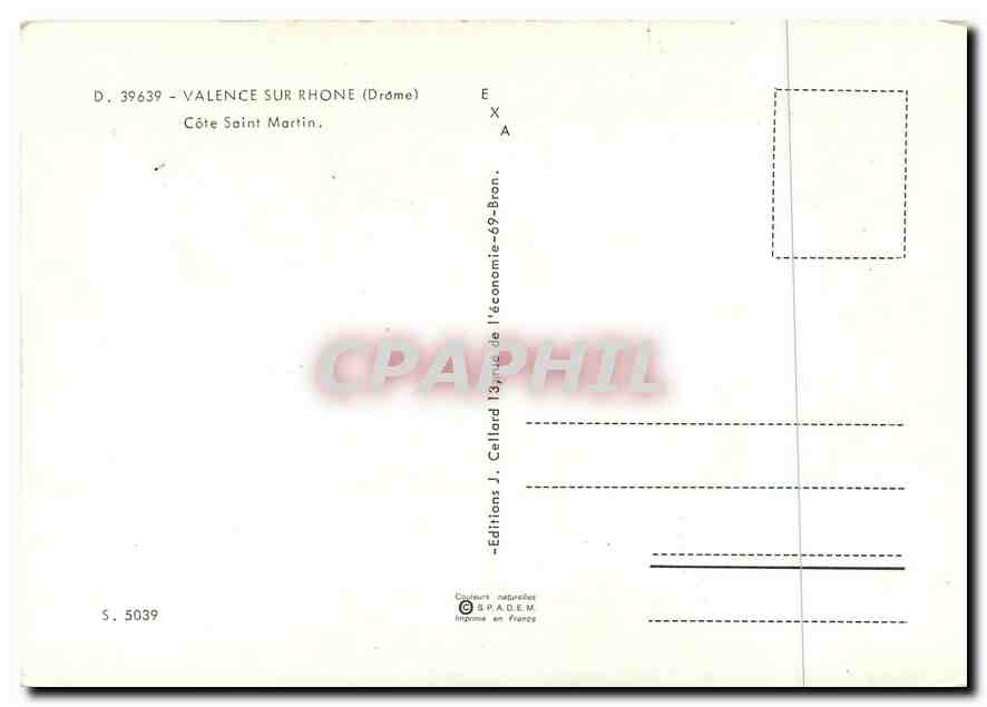 CPM Valence sur Rhone (Drome) Cote Saint Martin — Rückseite