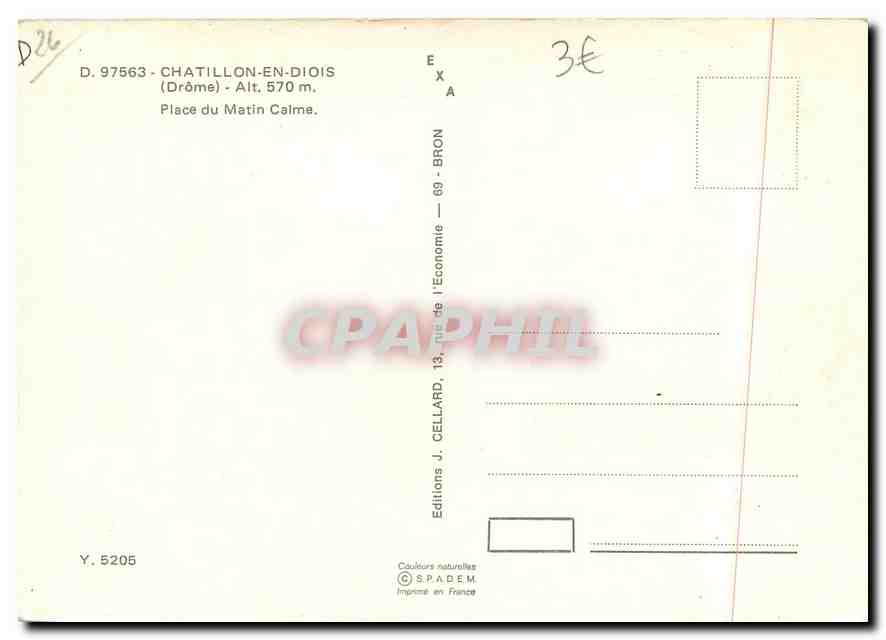 Place du Matin Calme — Chatillon-en-Diois — Éditions J. Cellard — Rückseite