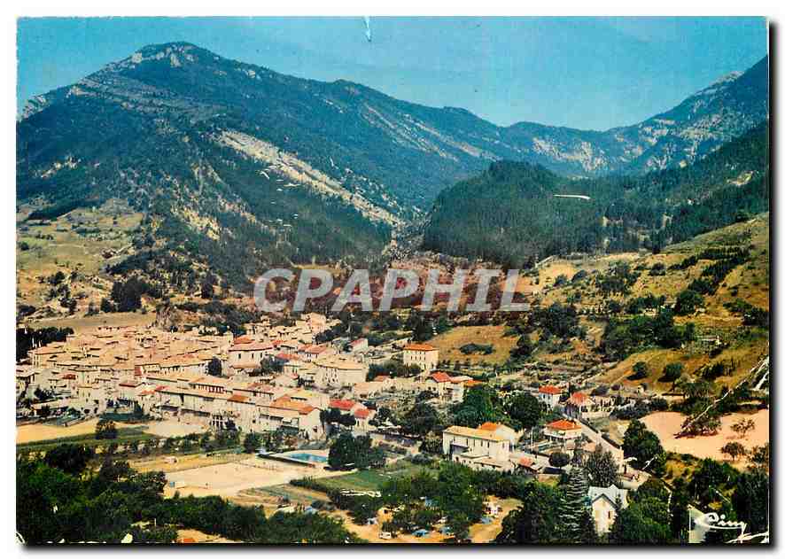 Chatillon-en-Diois (Drôme) — Vue générale aérienne, la piscine et le camping — Imprimeur Combier