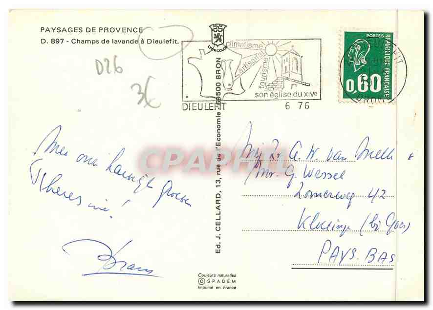 CPM Paysages de Provence Chamlps de lanvande a Dieulefit (Drome) — Rückseite
