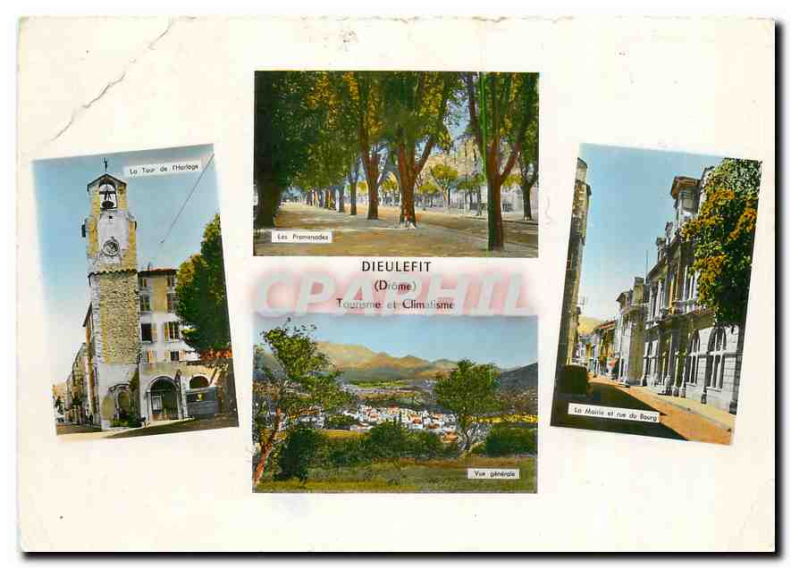 CPM Dieulefit (Drome) Tourisme et Climatisme La tour de l'horloge Les promenades La mairie et la rue