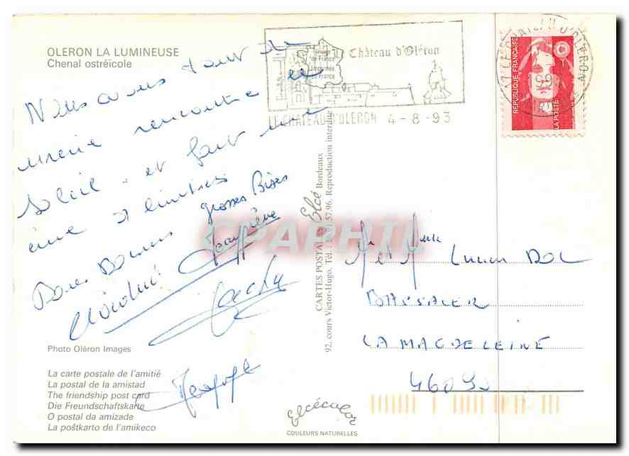 CPM Oleron la Lumineuse Chenal ostreicole — Back