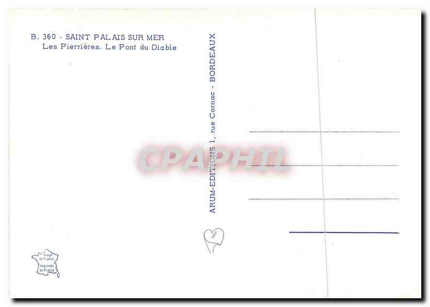CPM Saint Palais sur Mer Les Pierrieres lePont du Diable — Back