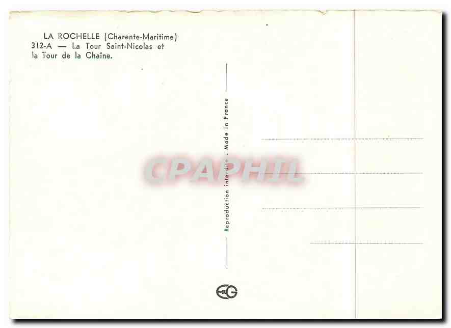CPM Rochelle (Ch Mame) La tour Saint Nicolas et la Tour de la Chaine — Back