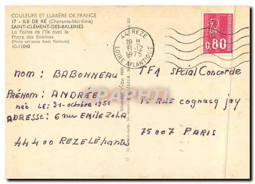 CPM Couleurs et Lumiere de France Ile de Re (Ch Mme) Saint Clement des Baleines La Pointe de l'Ile a — Back