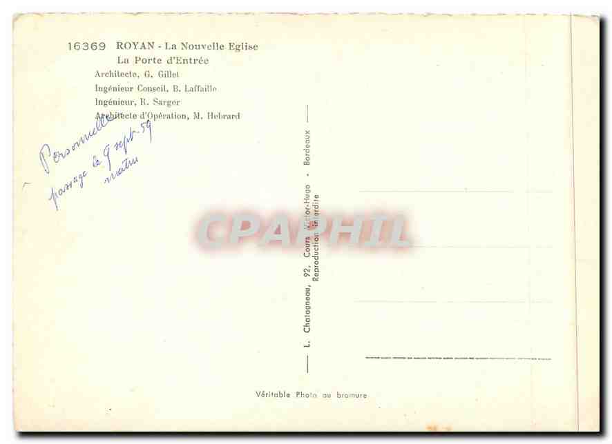 CPM Royan La Nouvelle Eglise La Porte d'Entree Automobile — Back