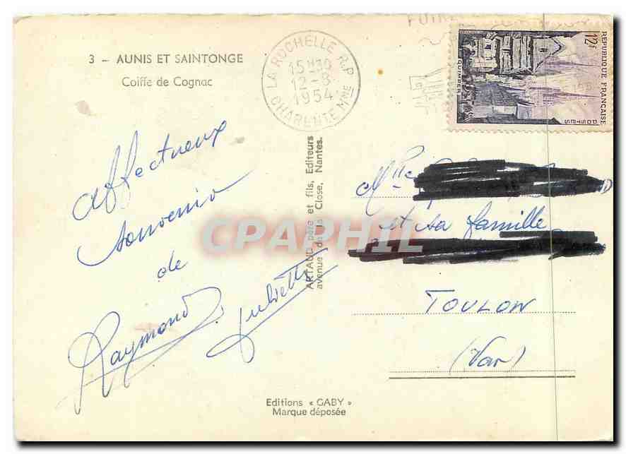 CPM Aunis et Saintonge Coiffe de Cognac Folklore — Rückseite