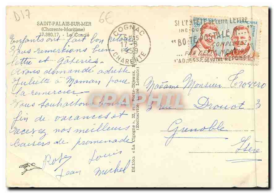 CPM Saint Palais sur Mer (Ch Mme) La Concle — Verso