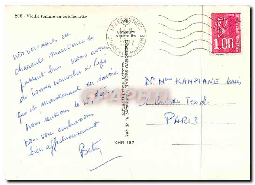 CPM Vieille femme en quichenotte — Verso