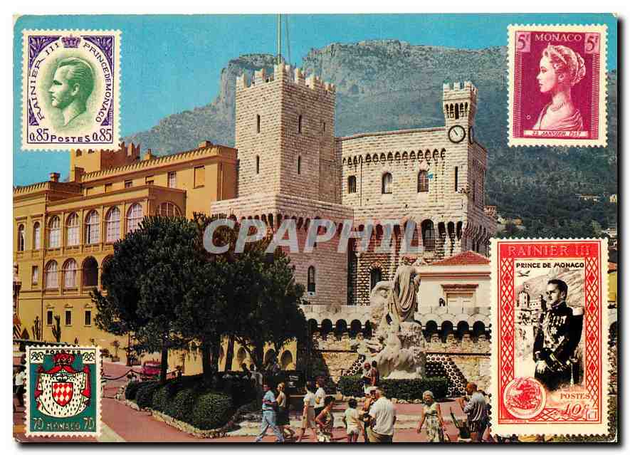 CPM Principaute de Monaco Le Palais de S A S le Prince de Monaco et le Monument commemoratif