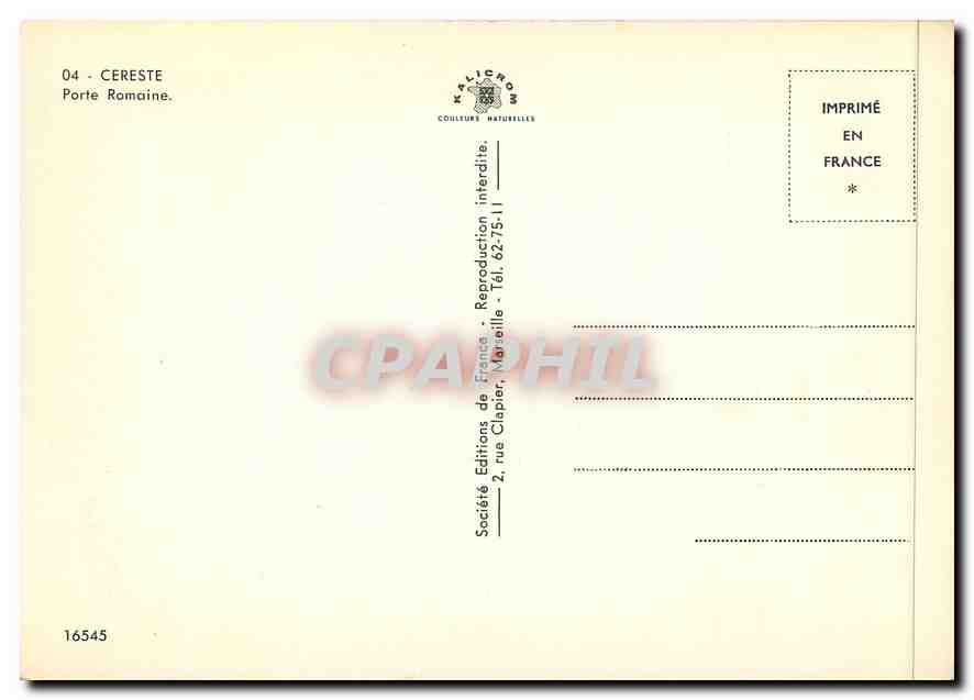 CPM Cereste Porte Romaine — Rückseite