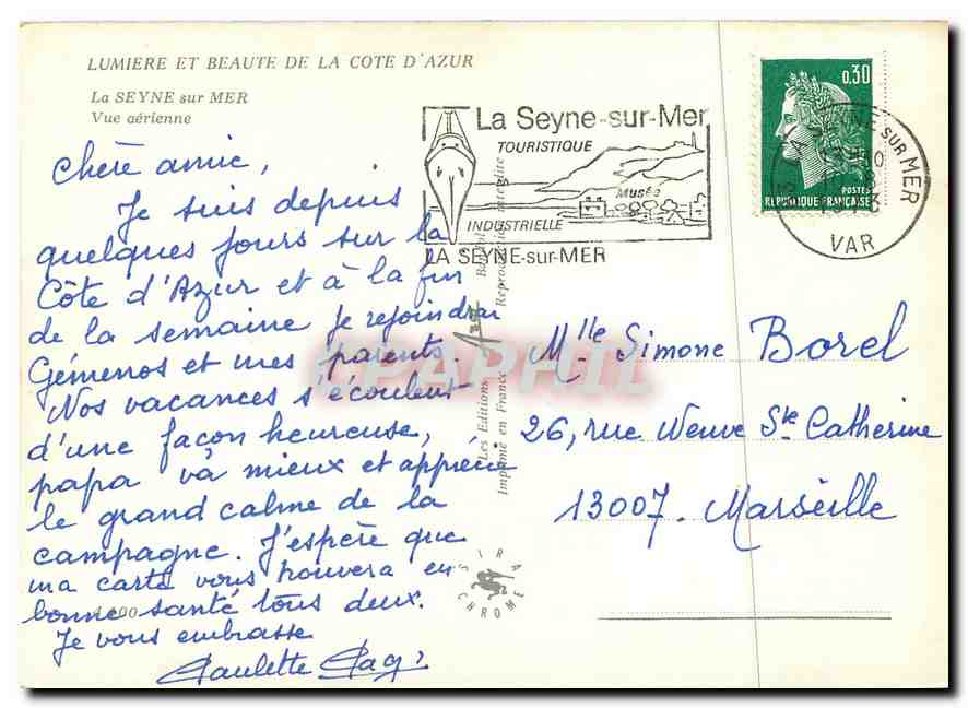 CPM Lumiere et Beaute de la Cote d'Azur La Seyne sur Mer Vue aerienne — Verso