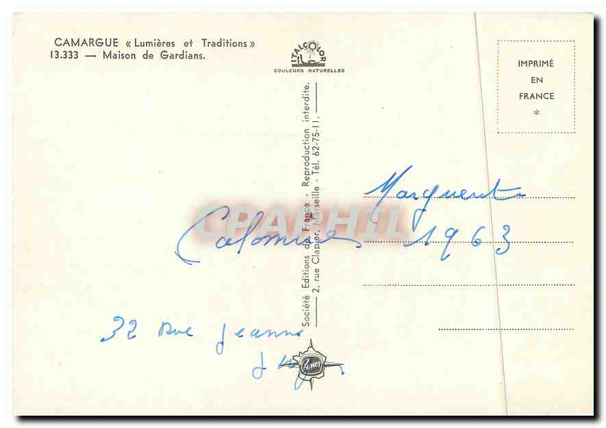 CPM Camargue Lumieres et tradition Maison de Gardians — Rückseite