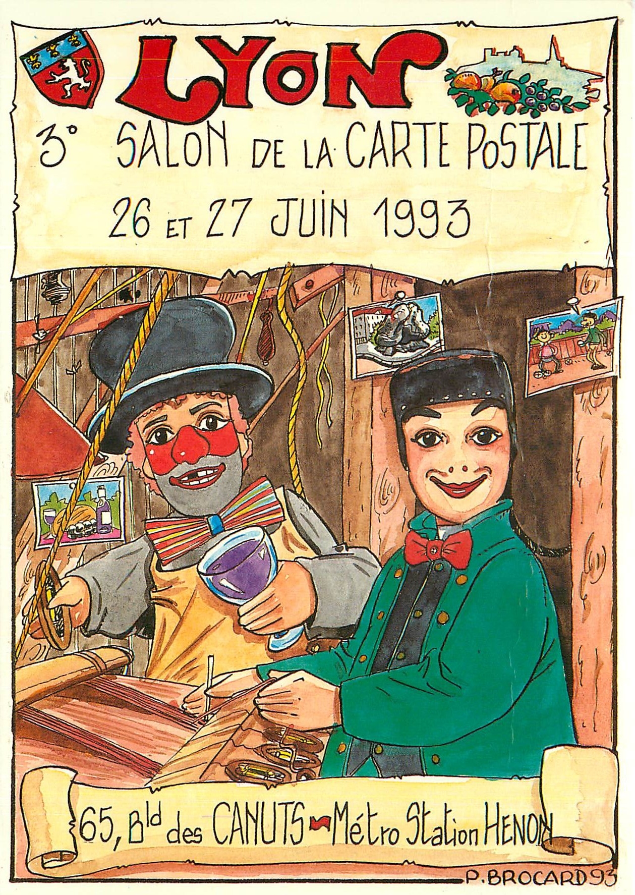 CPM  Le Monde des Philatelistes c'est aussi la Carte Postale Guignols Lyon 1966 Bd des Canuts Metro 