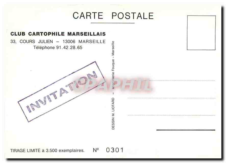 CPM Souvenir de la 2eme Bourse Expo de la Carte Postale Marseille 1986 Automobile — Rückseite