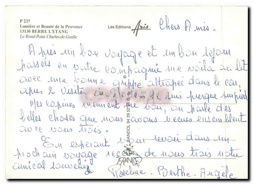 CPM Lumiere et Beaute de la Provence Berre l'Etang LeRond Point Charles de Gaulle — Verso