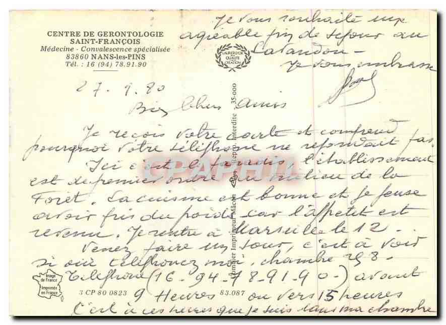 CPM Centre de Gerontologie Saint Francois Medecine Convalescence specialisee — Rückseite
