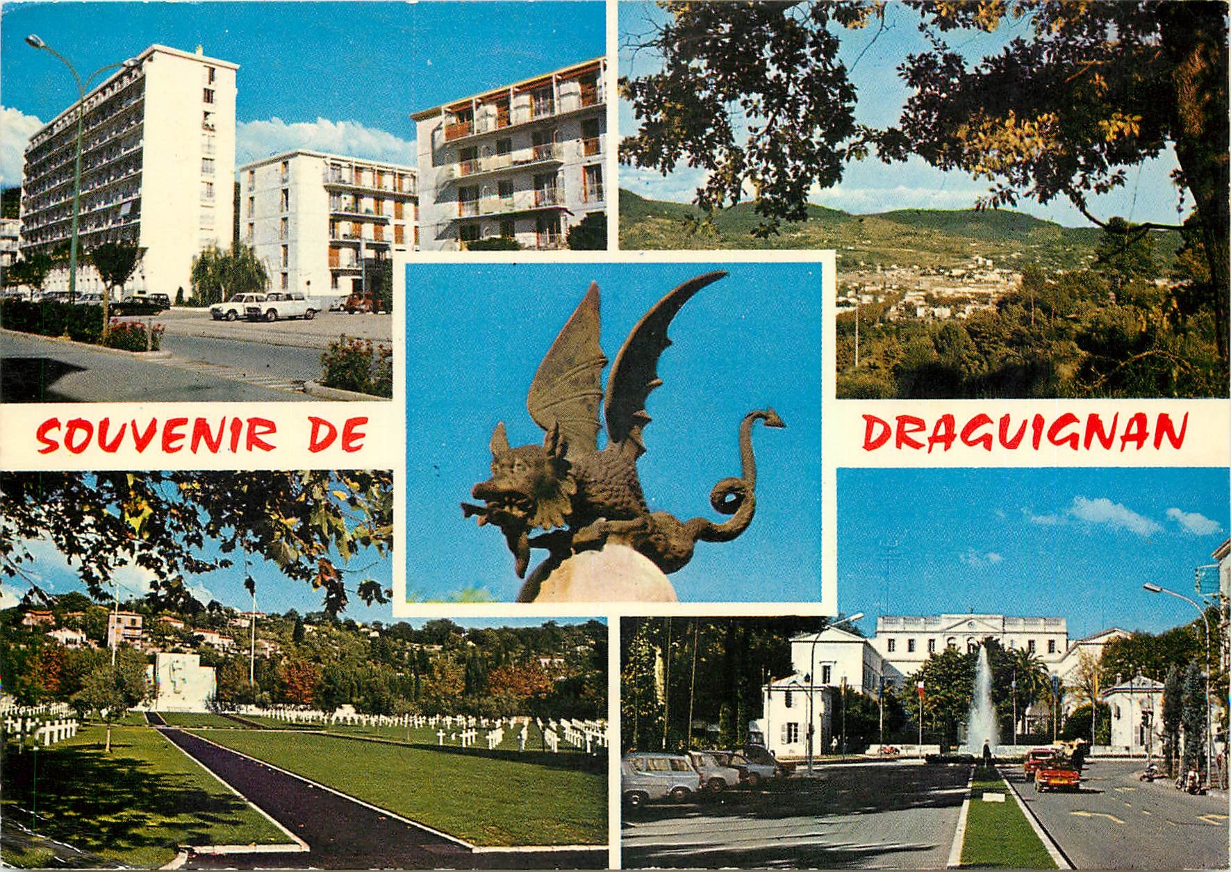 CPM Draguignan (Var) Les nouveaux quartiers vue generale Le cimetiere americain La prefecture Le dra