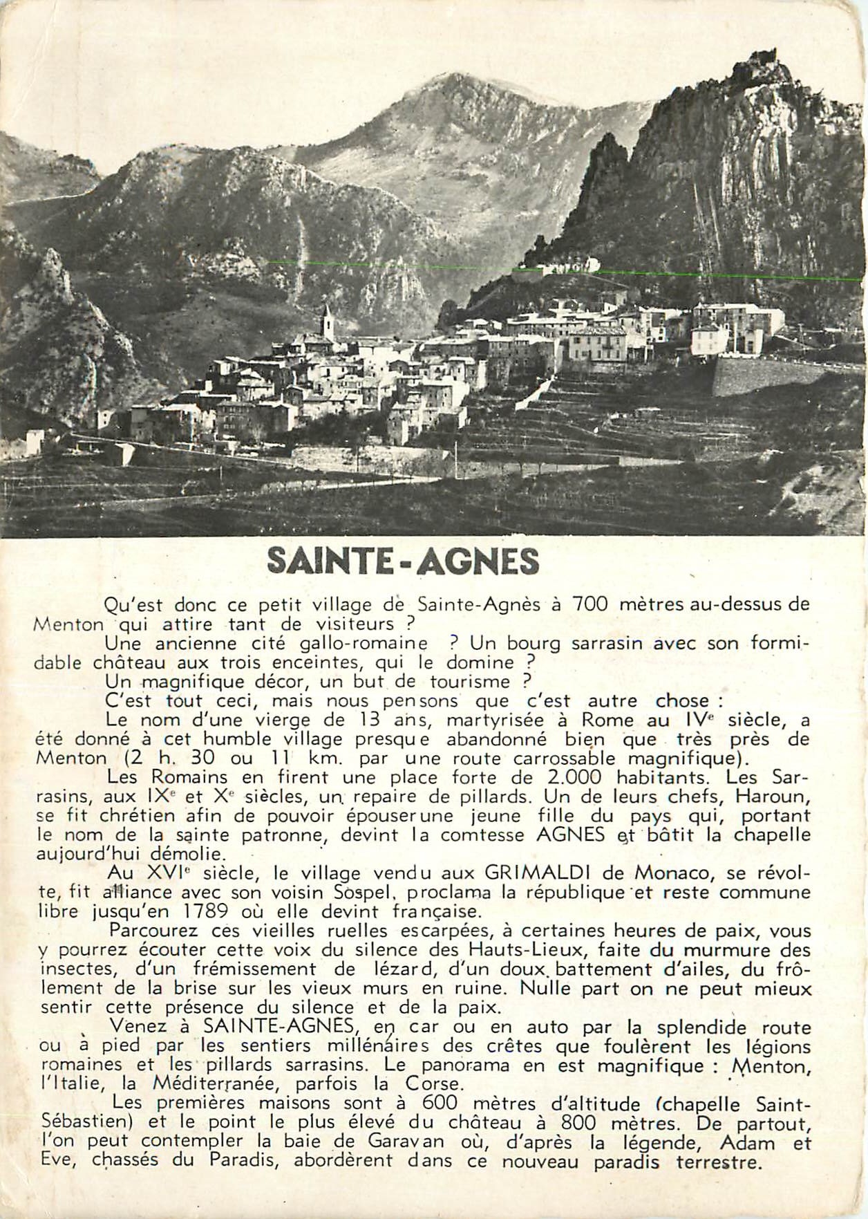 CPM Sainte Agnes (Alpes Maritimes) Le Village du littoral plus haut